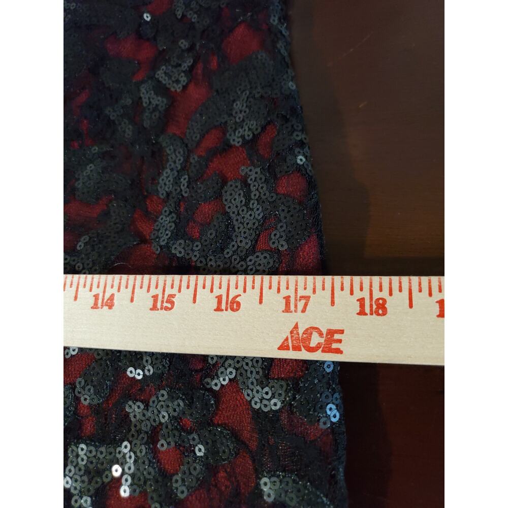 Vtg Cache Mesh Lace Overlay Sequin Sheath Dress Size 8 Black Red Gothic Vamp - Picture 10 of 11